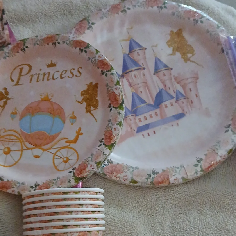 Princess Party Plates Set - Pink and Gold